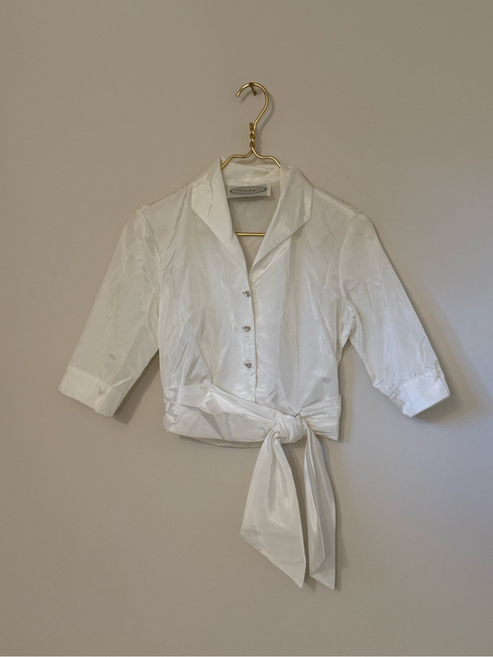 Alfred Angelo White Wrap Tie-Front Blouse
